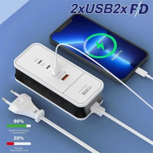 Multifunktions Steckdosenleiste 50W USB Typ C Ladegerät Schnellladen 4 Ports Desktop - Bild 1 von 10
