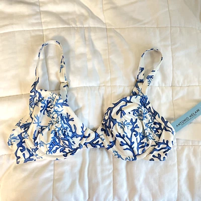 NWT Antonio Melani Blue & White Coral Bikini Top - M - Image 1 of 4