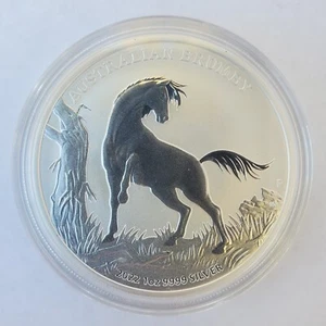 1 oz .999 Silver 2022 Australian Brumby Round Queen Elizabeth II Beautiful Horse - Picture 1 of 8