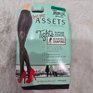 Love Your Assets SPANX Tights Flipside Diamond Shaping Size 2 Black NEW 1105 - Picture 1 of 21