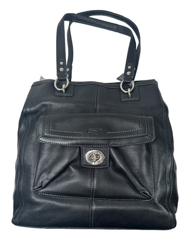 Borsa tote COACH F19264 Penelope nera in pelle ciottolata nuova con etichette