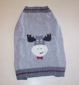 Knit Gray Moose Print Light Weight Dog Sweater Large - Picture 1 of 3