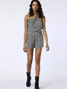 Diesel J-Shanny Damen Overall offene Schulter schwarz & weiß gestreift Größe XS - Bild 1 von 10