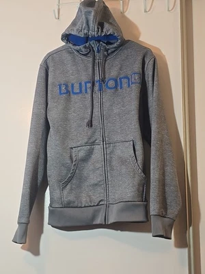 Mens Burton Snowboards Gray Blue Marled Bonded Full Zip Hoodie Small - Image 1 of 4