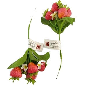 2 Vivid Artificial Strawberry Picks Short Stem Decor Parties Crafts Hobby Xmas  - Picture 1 of 9