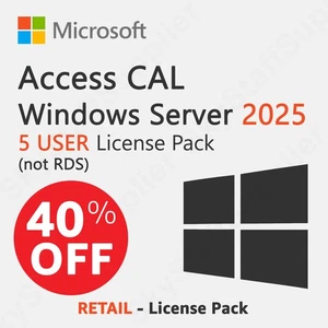 Microsoft Windows Server 2025 - 5 User Client Access Licenses (CALs) BRAND NEW - Picture 1 of 10