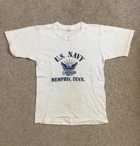 True Vintage U.S. Navy Memphis, Tenn. 60s 70s SS White Kids T-Shirt Gr. 14 - Bild 1 von 18