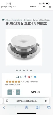 Prensa deslizante compacta apta para lavavajillas Pampered Chef Burger # 1174 hasta 1/2 lb Foto 1 de 4