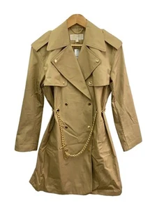 MICHAEL KORS TRENCH COAT CHAIN TRIM COTTON XS Beige MS1200BDTY Used - Picture 1 of 5