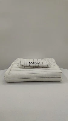 Quince Home European Linen Stripe Duvet Cover Bedding White Full - Image 1 of 3