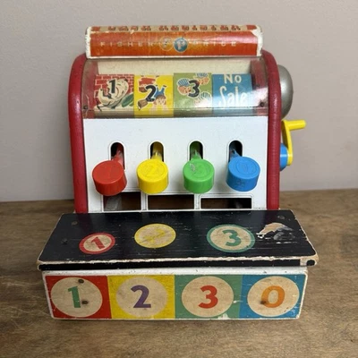 Caja registradora de madera Fisher Price #972 vintage raro juguete años 60’s Foto 1 de 4
