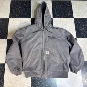 Vintage Carhartt J140-GVL Jacket L Gray Hooded Union Made USA Work Duck Canvas - Picture 1 of 12