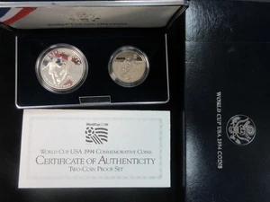 1994 World Cup USA Soccer Proof 2 Coin Dollar Commemorative Coin Lot # 549 - Picture 1 of 4