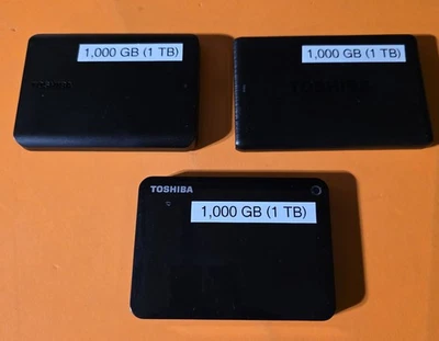 Lof of 3 - Toshiba External Hard Drives 1 TB Each - 1,000 GB Each - LQQK WoW!! - Image 1 of 4