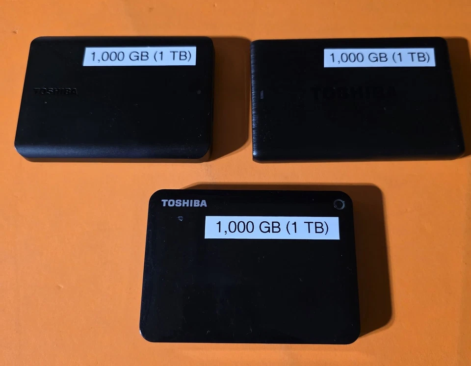 Lof of 3 - Toshiba External Hard Drives 1 TB Each - 1,000 GB Each - LQQK WoW!! - Image 1 of 4