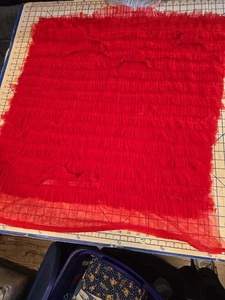 Ruffled Netting Fabric, Fancy Ruffled Fabric, Red Ruffled Fabric 28x60" - Picture 1 of 7