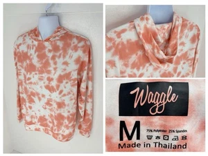 Waggle Performance Hoodie Size Medium White Coral Tie Dye Print Golf Athleisure - Picture 1 of 13