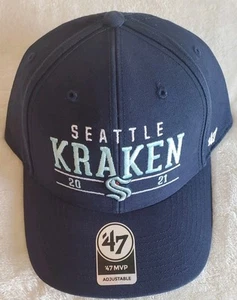 Mütze Kappe Seattle Kraken 47' Marke verstellbar Mittellinie MVP Druckknopflasche marineblau 🏆 - Bild 1 von 12