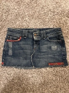 Vintage Y2K Abercrombie & Fitch Distressed Patchwork Denim Micro Mini Skirt 2 - Picture 1 of 4