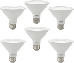 LED PAR30 Reflector Light Bulb 9W (75W=) Short Neck, E26 27K Warm White - 6 Pack - Picture 1 of 2