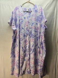 Miss Elaine Essentials Interlock Knit Short Robe House Coat Buttons Size 3x... - Picture 1 of 9