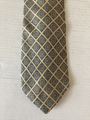 Saks Fifth Avenue Vintage Men's Necktie Tie All Silk Yellow Blue Flower Wide - Imagem 1 de 4