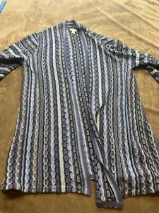J. Jill Cardigan Blue duster large petite crochet Sweater Gray - Picture 1 of 6