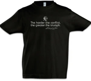 The Harder The Conflict Kids Boys T-Shirt George Washington triumph Quote - Picture 1 of 1