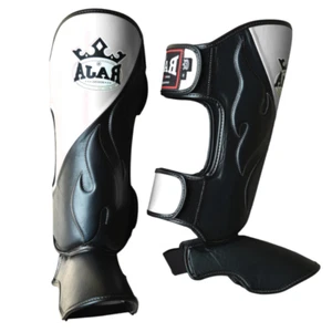 RAJA Shin Guards MuayThai Boxing MMA Training Combat Lightweight Genuine Leather - Picture 1 of 19