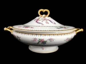 Limoges Elite Works Porzellan ""Paradiesvogel"" bedeckt runde Serviergeschirrschale - Bild 1 von 9