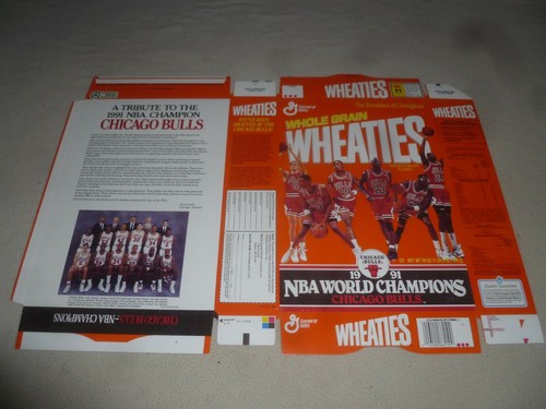 NOS MICHAEL AIR JORDAN WHEATIES BOX 32 1991 CEREALI INUTILIZZATI FLAT BULLS CHAMPS NBA