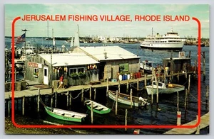 Postcard Jerusalem Fishing Village Rhode Island Port of Galilee Boats and Ships - Picture 1 of 2