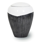 Fibreglass Cremation Urn for Ashes Unique Adult Funeral White Black Stiripes 