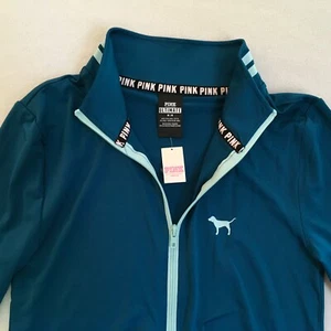NEW PINK Victoria's Secret Ultimate Long Sleeve Teal Zip Jacket Size M MSRP $49 - Picture 1 of 8