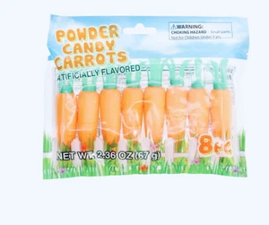 Easter/ Seasonal 1pk 8pcs Powder Candy Carrots-New(See Below)-SHIPS N 24 HOUR - Picture 1 of 9