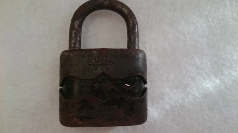 Padlock Antique System Dulv â„–35L No Key, Solid Cast Iron Cover