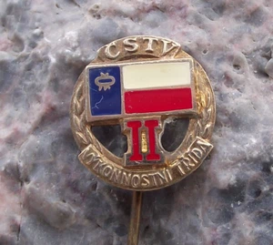 Vintage Czech State Sports Association CSTV 2nd Class Athlete Award Pin Badge - Picture 1 of 4