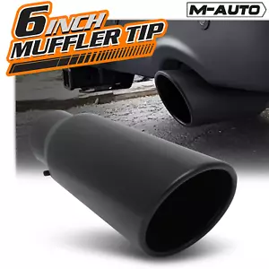 Black 12"Exhaust Pipe Tail End 4"Inlet 6"Outlet Stainless Steel Muffler Roll Tip - Foto 1 di 10