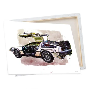 Máquina del tiempo DeLorean de aluminio/lona arte de pared regalo - Imagen 1 de 5