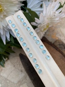 6 MM Beautiful Natural Aquamarine Round Shape Cabochons Stone 21.00 Carat - Picture 1 of 5