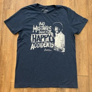 Bob Ross Mens T-shirt Grey Medium No Mistakes Just Happy Accidents - Picture 1 of 4