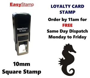 Loyalty Card Stamp 10mm Self Inking Rubber Small Pocket Size - SEAHORSE - Picture 1 of 9