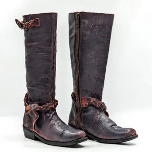 Bed Stu Bench Distress hohe Damen-Westernstiefel aquamarange Lederreitstiefel Größe 6 - Bild 1 von 10