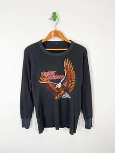 Camisa Negra Tejida Waffle M Térmica Años 80 De Colección Para Hombres Manga Larga - Imagen 1 de 3