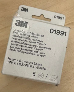 (5) 3M 01991 Green Corps Reinforced Weld Grinding Wheel 3" X 0.22" X 3/8" - Picture 1 of 5