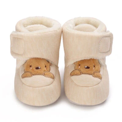 Newborn Warm Fleece Cute Bear Crawling Prewalk Baby Winter Shoes Booties - Image 1 of 4