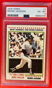 1978 Topps '77 RECORD BREAKER REGGIE JACKSON #7 Yankees Baseball Card PSA 6 EXMT