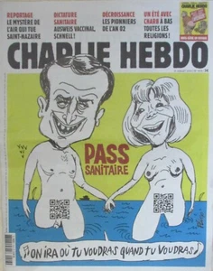 CHARLIE HEBDO N° 1513 de JUILLET 2021 LES MACRON à la PLAGE avec PASS SANITAIRE  - Picture 1 of 1