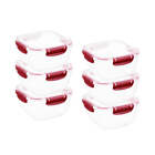 Superio Plastic Food Storage Containers, Airtight Lids, 48 oz., Red, 6 pack