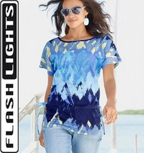 ¡NUEVO ESTILO CASUAL! CAMISA ZICZAC TALLA 32 34 LINTERNAS aqua turquesa azul *446073 - Imagen 1 de 3